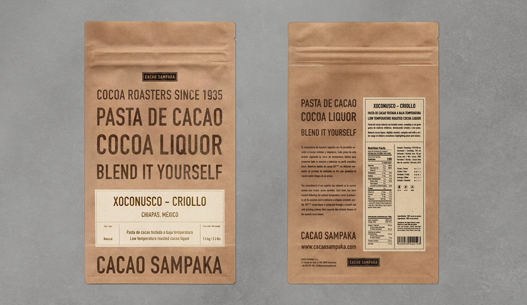 Diseño de packaging para la colección Blend it Yourself, Cacao Sampaka.