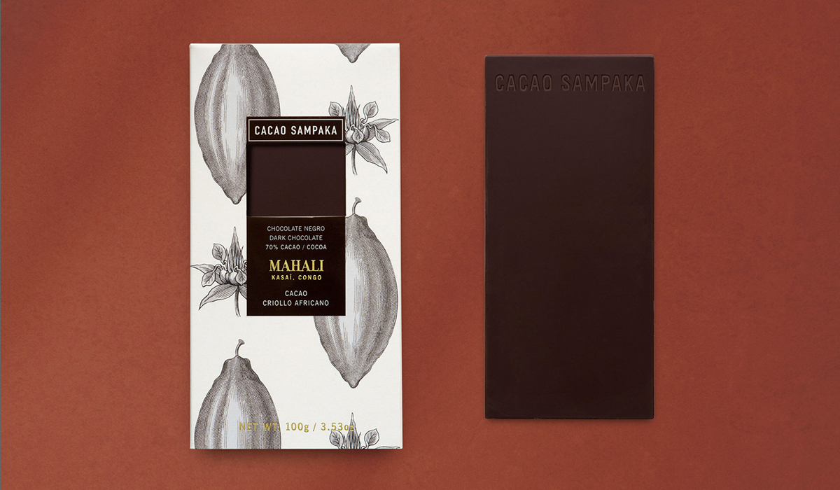 Diseño de packaging para el chocolate Mahali, de la colección Cacaos de Leyenda. Cacao Sampaka.